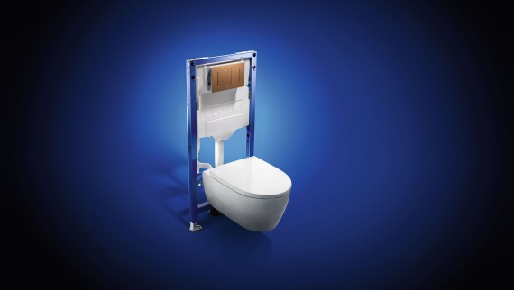 Podomietková splachovacia nádržka Geberit Sigma so závesným WC iCon TurboFlush a splachovacím tlačidlom Sigma40