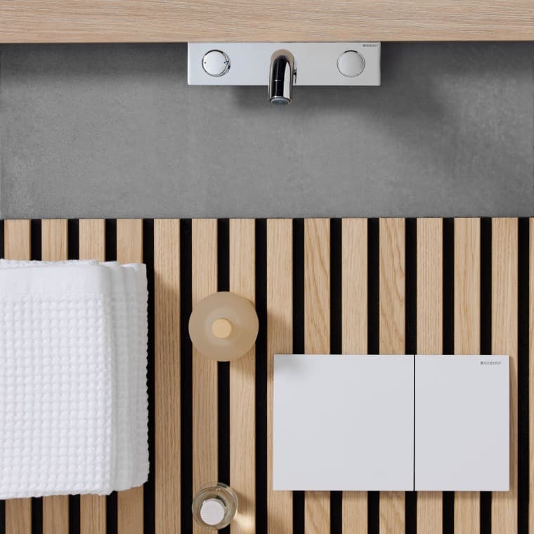 Mood board s ovládacím tlačidlom Geberit Sigma70 Mood board s ovládacím tlačidlom Geberit Sigma70