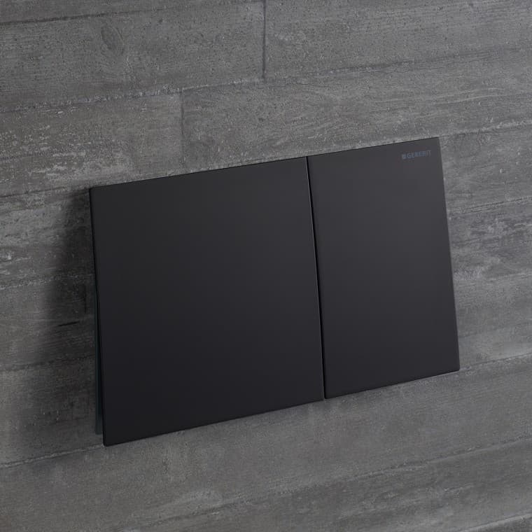 Splachovacie tlačidlo Sigma70 v matnej čiernej (© Geberit) Splachovacie tlačidlo Sigma70 v matnej čiernej (© Geberit)