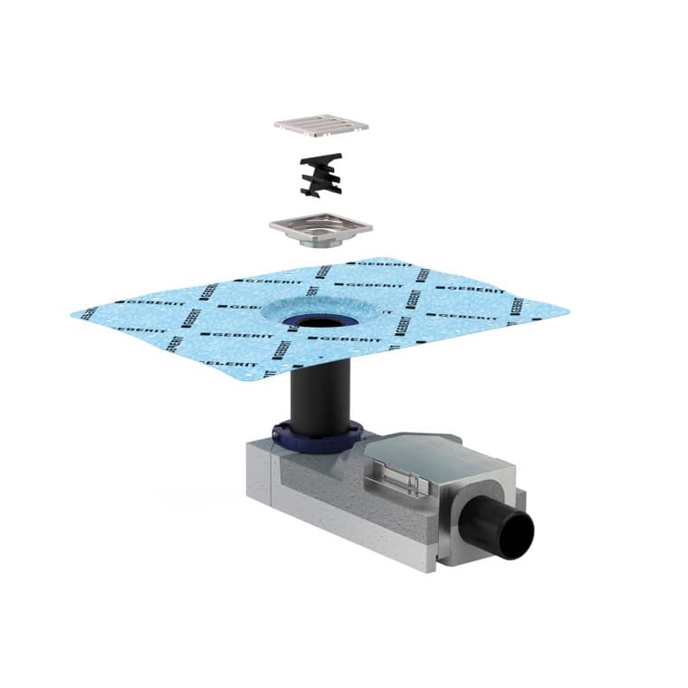 Súprava pre hrubú montáž Geberit pre podlahový odtok pre sprchy bez vaničky Súprava pre hrubú montáž Geberit pre podlahový odtok pre sprchy bez vaničky