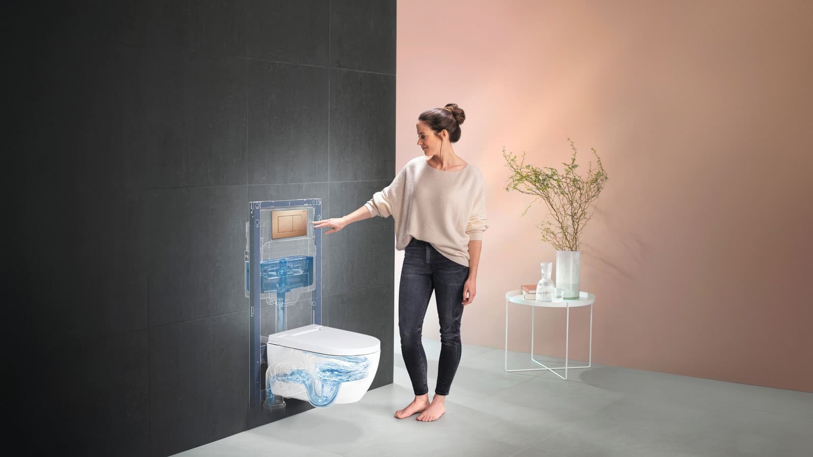 Žena pri Geberit AquaClean Alba Žena pri Geberit AquaClean Alba