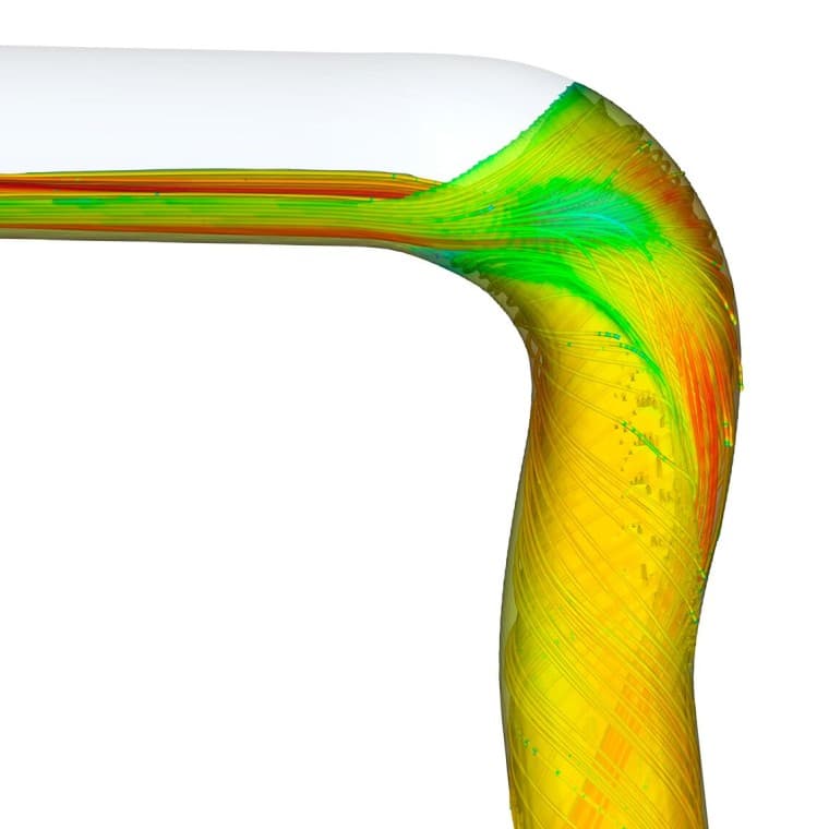 Simulácia prietoku s tvarovkou Geberit SuperTube BackFlip Simulácia prietoku s tvarovkou Geberit SuperTube BackFlip