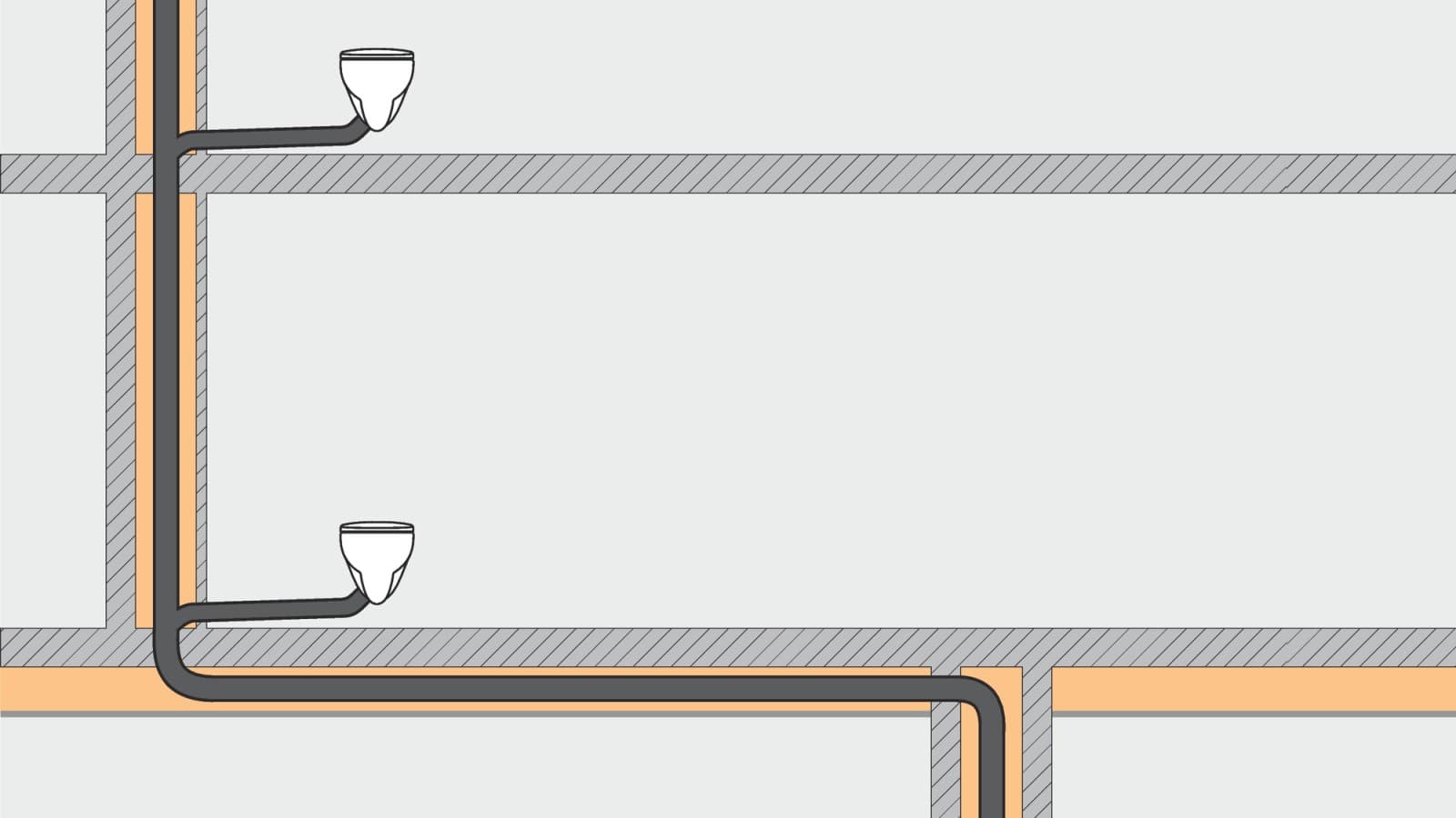 Kanalizačné systémy využívajúce Geberit SuperTube vyžadujú menej priestoru a poskytujú väčšiu voľnosť pri plánovaní. Kanalizačné systémy využívajúce Geberit SuperTube vyžadujú menej priestoru a poskytujú väčšiu voľnosť pri plánovaní.