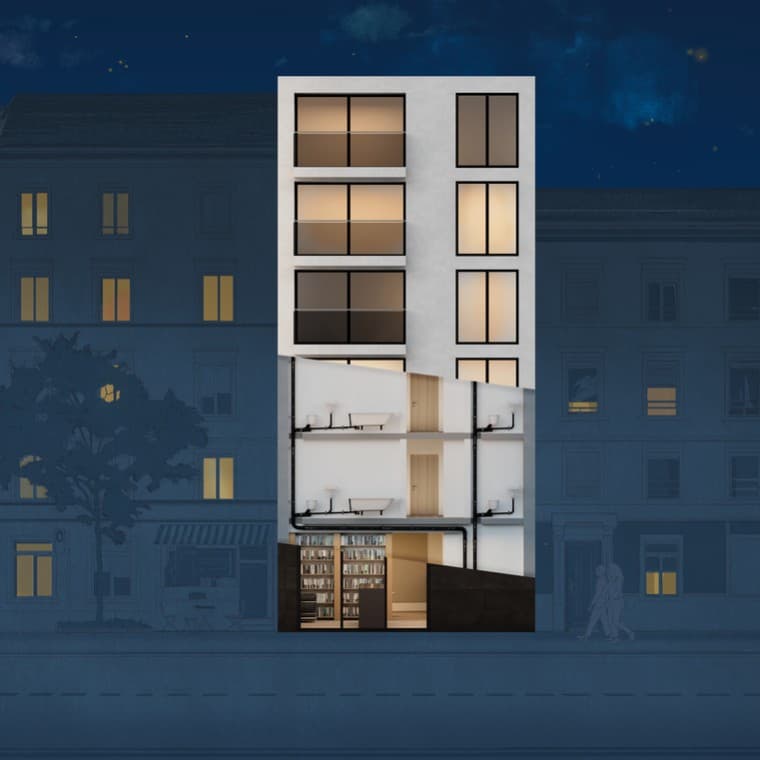 Prierez bytového domu s Geberit SuperTube Prierez bytového domu s Geberit SuperTube