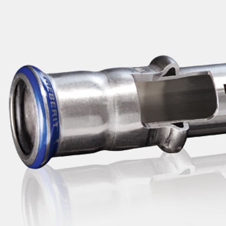 Prierez systémovej rúry a hrdla Geberit Mapress z nehrdzavejúcej ocele Prierez systémovej rúry a hrdla Geberit Mapress z nehrdzavejúcej ocele